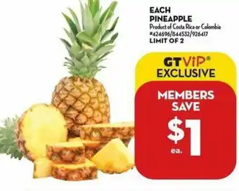 Giant Tiger Each pineapple offer