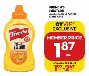 Giant Tiger French's mustard offer