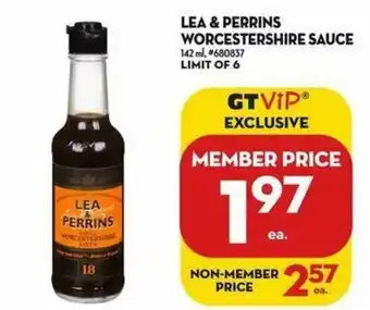 Giant Tiger Lea & perrins worcestershire sauce offer