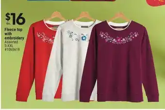 Giant Tiger Fleece top with embroidery offer