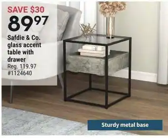 Giant Tiger Safdie & Co, glass accent table with drawer offer