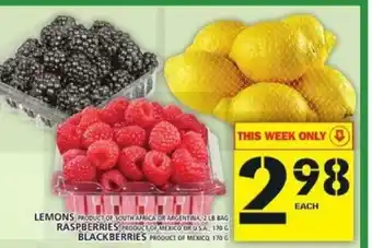 Food Basics Lemons,Raspberries and Blackberries offer