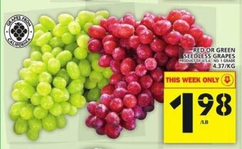 Food Basics Red or Green Seedless Grapes offer