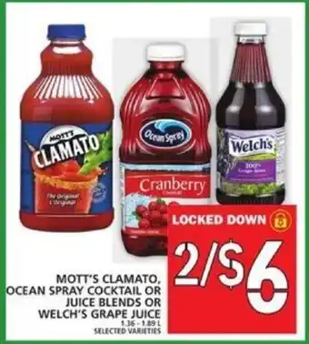 Food Basics Mott's Clamato, Ocean Spray Cocoktail Or Juice Blends Or Welch's Grape Juice offer