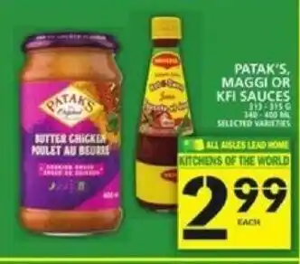 Food Basics Patak's Maggi Or Kfi Sauces offer