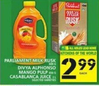 Food Basics Parliament Milk Rusk offer