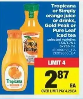 Real Canadian Superstore Tropicana or Simply Orange Juice or Drinks offer