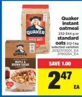 Real Canadian Superstore Quaker Instant Oatmeal offer