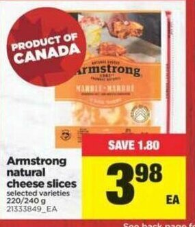 Real Canadian Superstore Armstrong Natural Cheese Slices offer