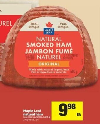 Real Canadian Superstore Maple Leaf Natural Ham offer