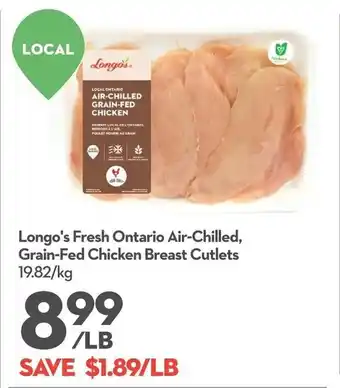 Longo's Longo's Fresh Ontario Air-Chilled, Grain-Fed Chicken Breast Cutlets offer
