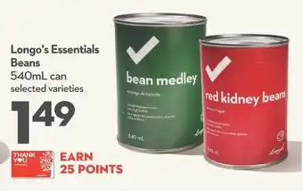 Longo's Longo's Essentials Beans 540mL can selected varieties offer