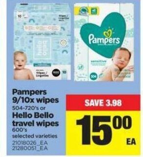 Real Canadian Superstore Pampers 9/10x Wipes offer