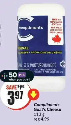 FreshCo Compliments Goat's Cheese 113g offer