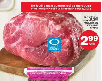 IGA FRESH BONELESS PORK SHOULDER BLADE ROAST offer