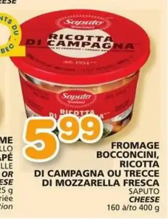 IGA SAPUTO RICOTTA DI CAMPAGNA CHEESE 160 to 400g offer