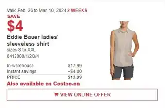 Costco Eddie Bauer ladies' sleeveless shirt offer