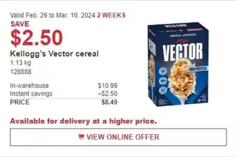 Costco Kellogg's Vector cereal offer