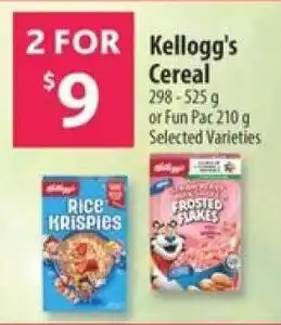 Co-op Kellogg's Cereal 298-525g or Fun Pac 210g Selected Varieties offer