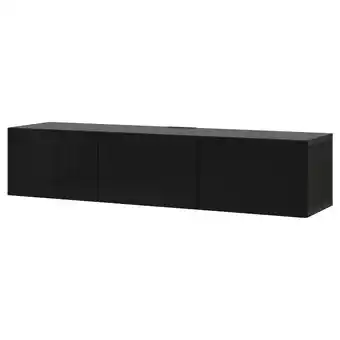 IKEA BestÅ tv unit with doors, black-brown/selsviken high-gloss/black, 70 7/8x16 1/2x15 offer