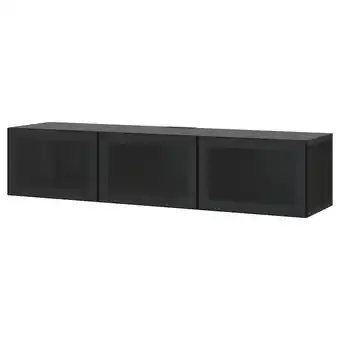 IKEA BestÅ tv unit with doors, black-brown/glassvik smoked glass, 70 7/8x16 1/2x15 offer