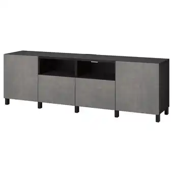 IKEA BestÅ tv bench with doors and drawers, black-brown/kallviken/stubbarp dark gray, 94 1/2x16 1/2x29 1/8 offer