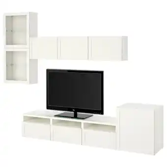 IKEA BestÅ tv storage combination/glass doors, white/hanviken white clear glass, 118 1/8x16 1/2x83 1/8 offer