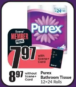 FreshCo Purex Bathroom Tissue 12-24 Rolls offer