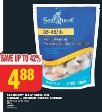 No Frills SEAQUEST RAW SHELL ON SHRIMP COOKED PEELED SHRIMP offer