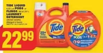 No Frills TIDE LIQUID PODS FLINGS LAUNDRY DETERGENT offer