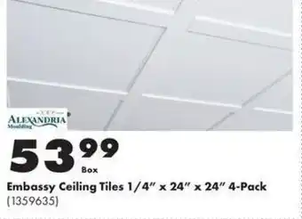 Kent Embassy Ceiling Tiles 1/4" x 24" x 24" 4-Pack offer