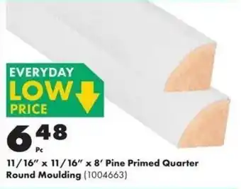 Kent 11/16" x 11/16" x 8' Pine Primed Quarter Round Moulding offer