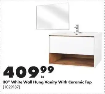 Kent 30" White Wall Hung Vanity With Ceramic Top offer