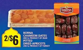 Food Basics BORNA CHAMEEM DATES 400G, PITTED DRIED APRICOTS 200G offer
