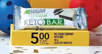 Metro NO SUGAR COMPANY KETO BAR 40g SELECTED VARIETIES offer