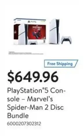 Walmart PlayStation 5 Console - Marvel's Spider-Man 2 Disc Bundle offer