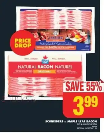 No Frills SCHNEIDERS OR MAPLE LEAF BACON offer