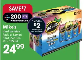 Sobeys Mike's Hard Varietea Pack or Lemon Hard Iced Tea 12 x 355mL offer