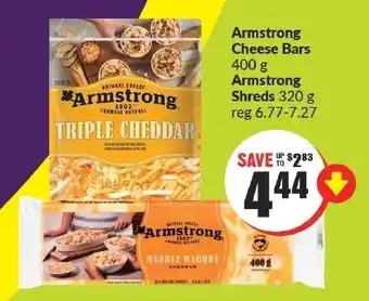FreshCo Armstrong Cheese Bars 400 g Armstrong Shreds 320 g offer