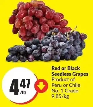 FreshCo Red or Black Seedless Grapes offer
