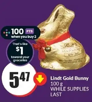 FreshCo Lindt Gold Bunny 100 g offer