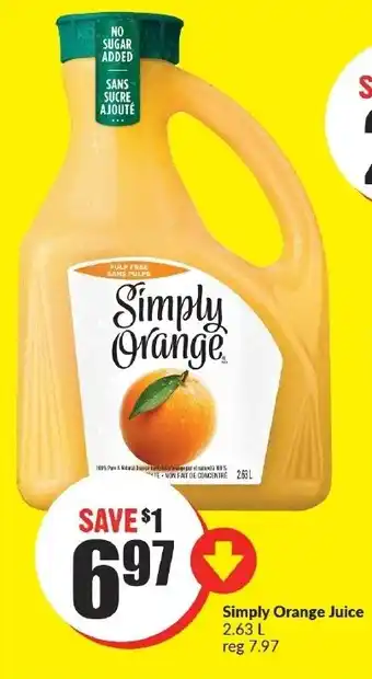 FreshCo Simply Orange Juice 2.63 L offer