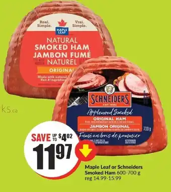 FreshCo Maple Leaf or Schneiders Smoked Ham 600-700 g offer