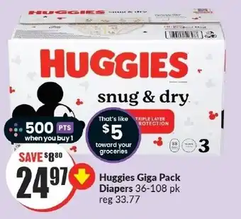 FreshCo Huggies Giga Pack Diapers 36-108 pk offer