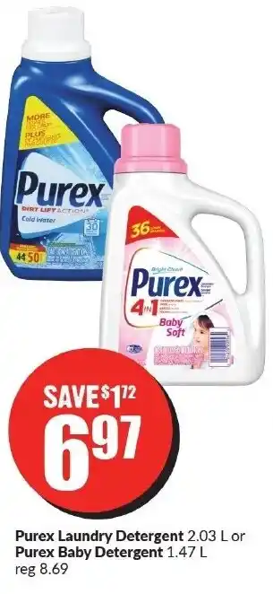 FreshCo Purex Laundry Detergent 2.03 L or Purex Baby Detergent 1.47 L offer