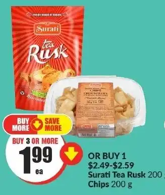 FreshCo Surati Tea Rusk 200 g Chips 200 g offer