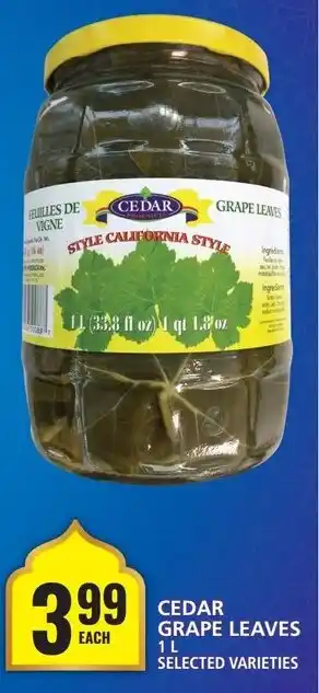 Food Basics CEDAR GRAPE LEAVES 1 L offer