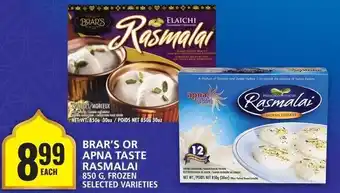 Food Basics BRAR'S OR APNA TASTE RASMALAI 850 G offer