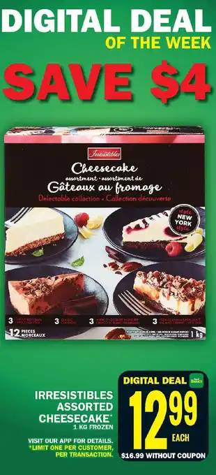 Food Basics IRRESISTIBLES ASSORTED CHEESECAKE offer