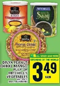 Food Basics DIVYA PEANUT CHIKKI, MANGO PULP OR MITCHELL'S VEGETABLES offer
